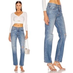 REVOLVE SLVRLAKE Straight Jeans
NWOT Size 24 Blue Distressed Lonely
Heart Wash